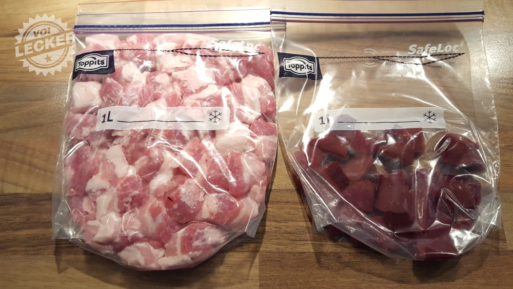 Fleisch und Leber für Streichwurst