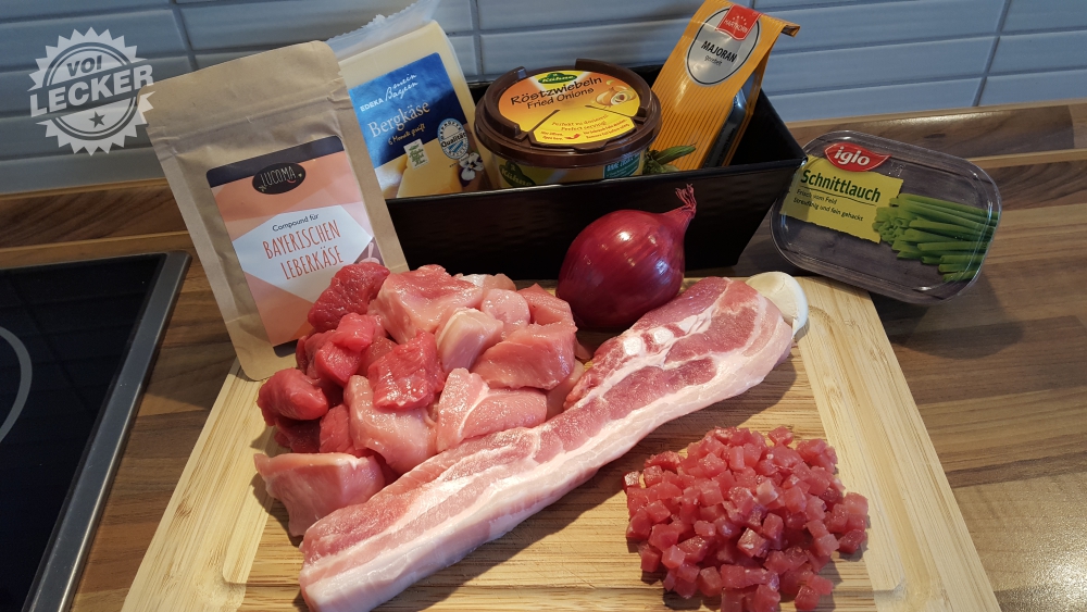 Zutaten für selbstgemachten Leberkäse
