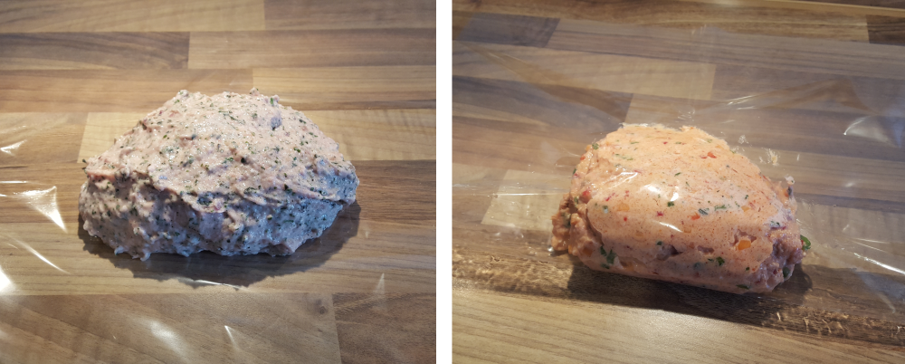 Wurstbrät auf der Wurstfolie