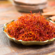 Real red dried saffron spice, tasty ingredient for many dishes Safran