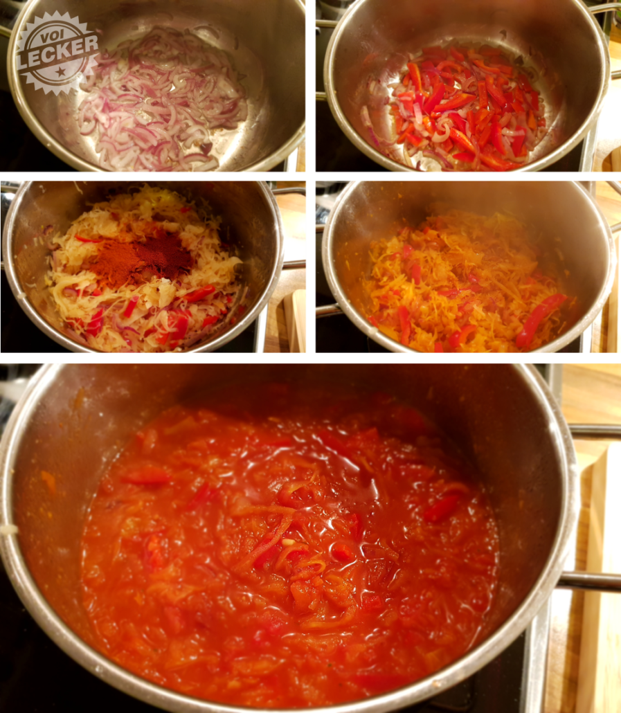 Kochvorgang der Sauerkrautsuppe