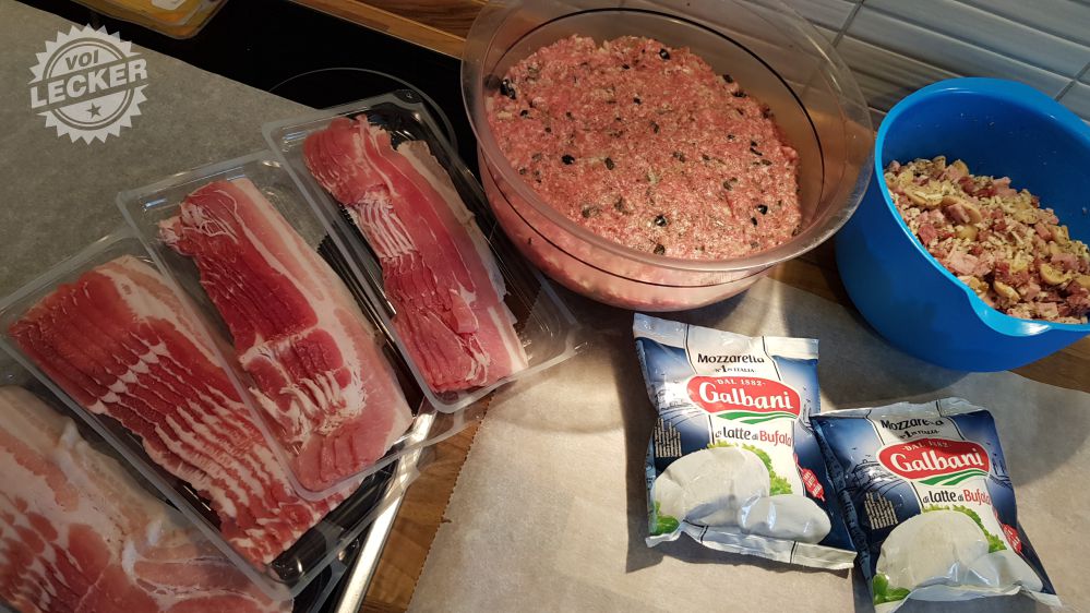 Zutaten für Bacon Bomb Pizza-Style