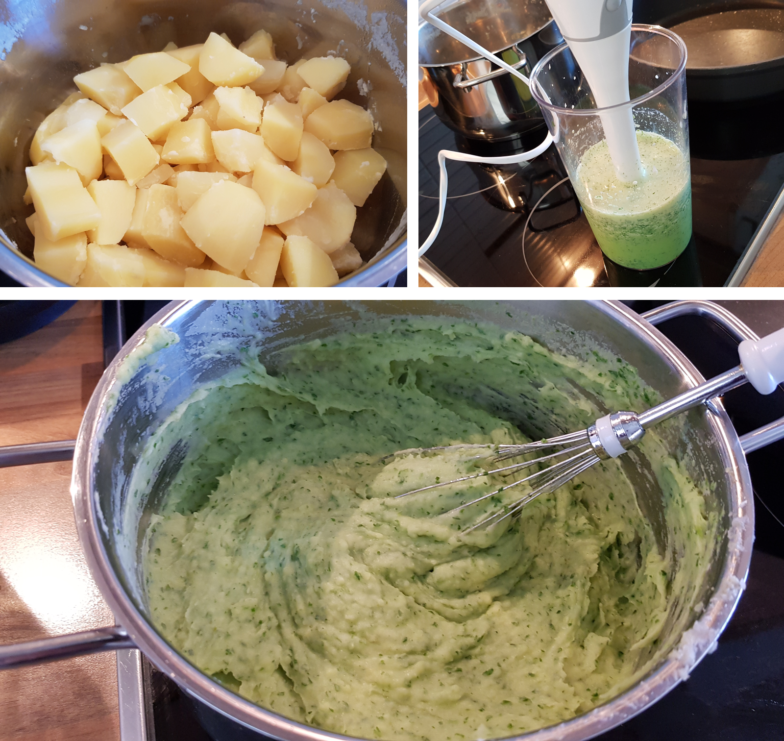 Grünes Kartoffelpüree