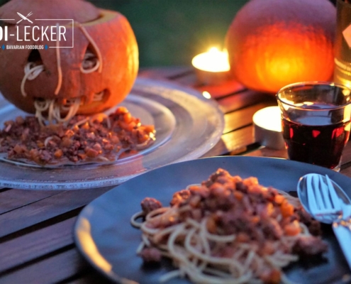 Spaghetti im Kürbiskopf