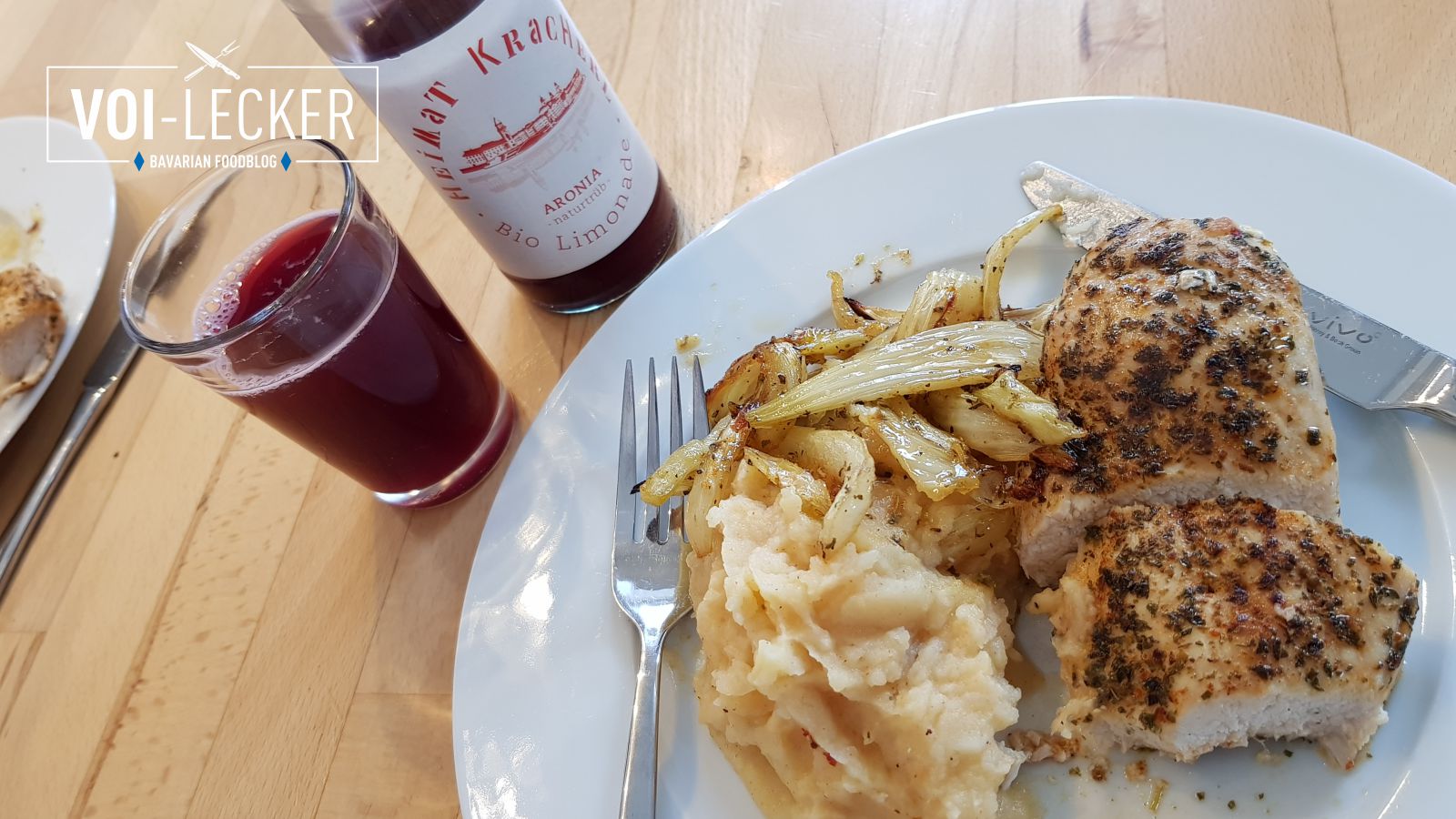 Hühnerbrust mit Kartoffelstampf und Ofenfenchel