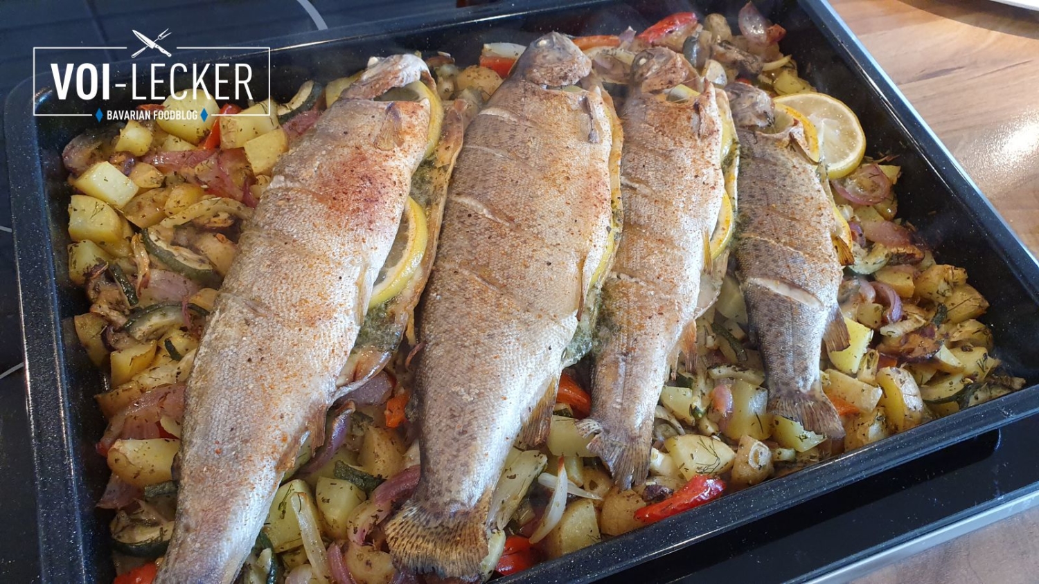 Gefüllte Forelle Aus Dem Backofen Rezept Rezept für Backofen Forellen auf Gemüsebett - Veggie, Gesund & lecker