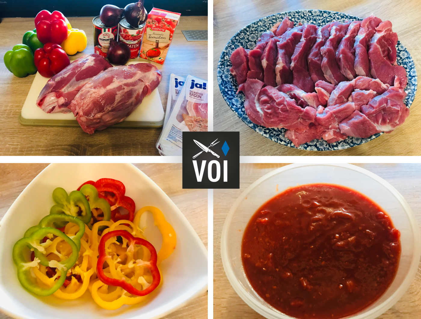 Zutaten für Schichtfleisch