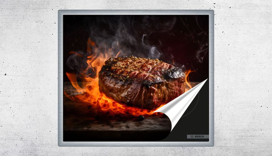 Motiv Steak on Fire aus der Food-Kollektion von Herdabdeckungen und Herdabdeckplatten der Allesdrucker GmbH